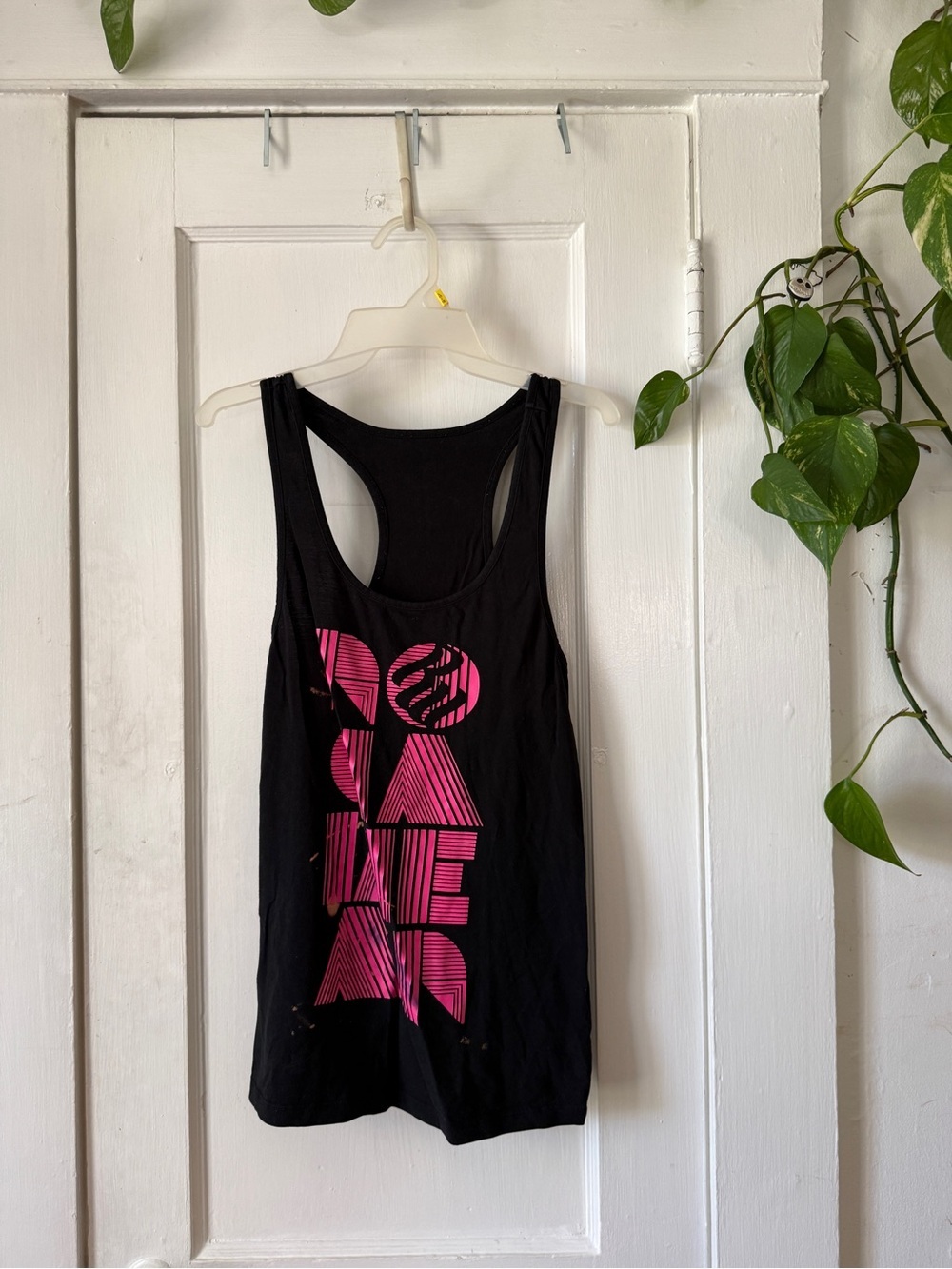 Black Racerback Tank with Pink Graphic size XL